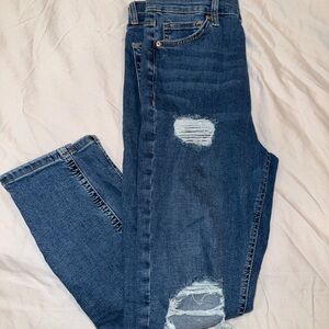 Topshop Blue Distressed Skinny Jeans